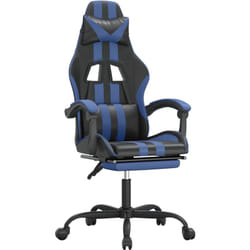 Chaise De Jeu Pivotante Et Repose-pied Noir Et Bleu Similicuir Vidaxl
