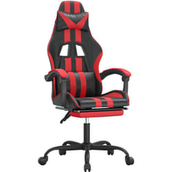 Chaise De Jeu Pivotante Et Repose-pied Noir Et Rouge Similicuir Vidaxl