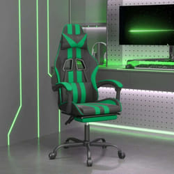Chaise De Jeu Pivotante Et Repose-pied Noir Et Vert Similicuir Vidaxl