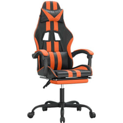 Chaise De Jeu Pivotante Repose-pied Noir Et Orange Similicuir Vidaxl