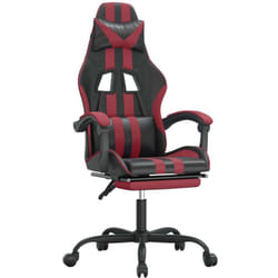Chaise De Jeu Pivotante Repose-pied Noir Bordeaux Similicuir Vidaxl