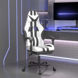 Vidaxl Chaise De Jeu Pivotante Et Repose-pied Blanc Et Noir Similicuir