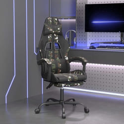 vidaXL Chaise de jeu pivotante repose-pied Noir camouflage Similicuir 349542