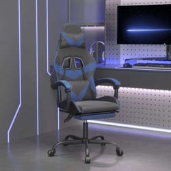 Chaise De Jeu Pivotante Et Repose-pied Noir Et Bleu Similicuir Vidaxl