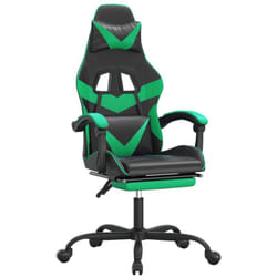 Chaise De Jeu Pivotante Et Repose-pied Noir Et Vert Similicuir Vidaxl