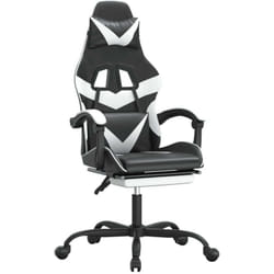 Chaise De Jeu Pivotante Et Repose-pied Noir Et Blanc Similicuir Vidaxl