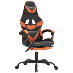 Chaise De Jeu Pivotante Repose-pied Noir Et Orange Similicuir Vidaxl
