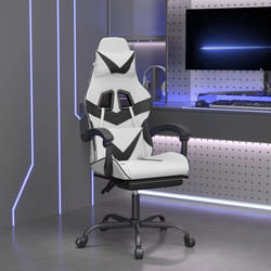 Chaise De Jeu Pivotante Et Repose-pied Blanc Et Noir Similicuir Vidaxl