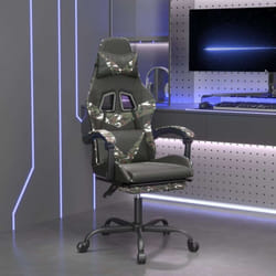 Chaise De Jeu Pivotante Repose-pied Noir Camouflage Similicuir