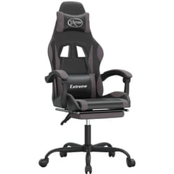 Chaise De Jeu Pivotante Et Repose-pied Noir Et Gris Similicuir Vidaxl