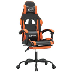 Chaise De Jeu Pivotante Repose-pied Noir Et Orange Similicuir Vidaxl