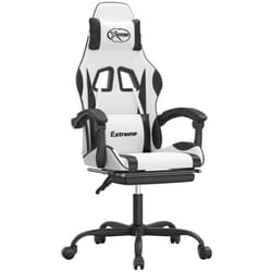Chaise De Jeu Pivotante Et Repose-pied Blanc Et Noir Similicuir Vidaxl
