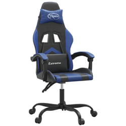 Chaise De Jeu Pivotante Noir Et Bleu Similicuir Vidaxl