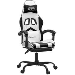 Chaise De Jeu Pivotante Et Repose-pied Blanc Et Noir Similicuir Vidaxl