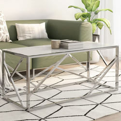 Table basse argenté acier inoxydable et verre trempé Vidaxl