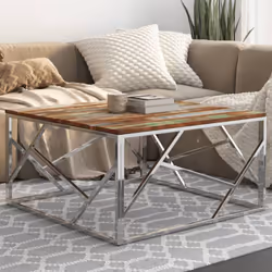 Alliant fonctionnalité et beauté, cette table basse sera le point central de votre pièce. Dessus en bois de récupération mass ...