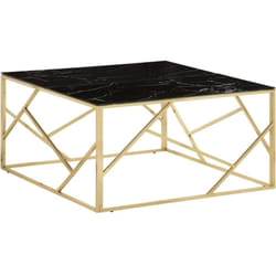Table basse doré acier inoxydable et verre trempé Vidaxl