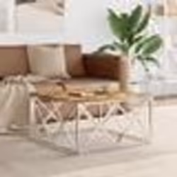 vidaXL Table basse argenté acier inoxydable/bois massif récupération
