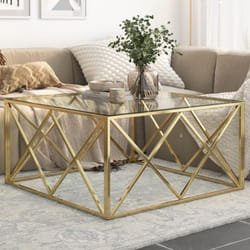 Vidaxl - Table basse doré acier inoxydable et verre trempé