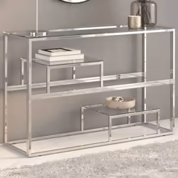 Alliant fonctionnalité et beauté, cette table console sera le point central de votre pièce. Dessus de table en verre : le des ...