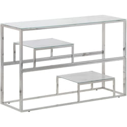 Vidaxl - Table console argenté acier inoxydable et verre trempé