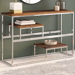 Alliant fonctionnalité et beauté, cette table console sera le point central de votre pièce. Dessus en bois de mélèze massif : ...