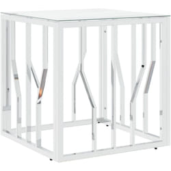 Vidaxl - Table basse argenté 50x50x50 cm acier inoxydable et verre