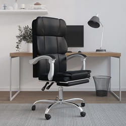 The Living Store Fauteuil Inclinable De Bureau Noir Similicuir - Chaise De Bureau - Chaise Ergonomique - Fauteuil De Bureau - Simuli Cuir - Réglable