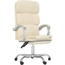Fauteuil Inclinable De Bureau Crème Similicuir Vidaxl