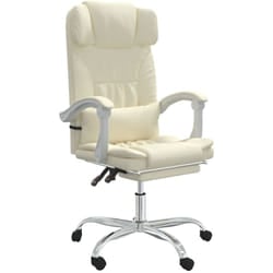 Fauteuil Inclinable De Bureau Crème Similicuir Vidaxl