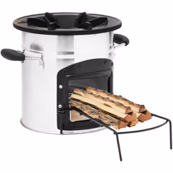 Ce poêle à bois de camping sert d'ustensile de cuisine lorsque vous avez des activités de plein air tout en créant de la chal ...