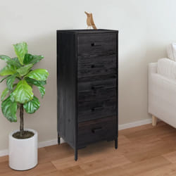 Vidaxl - Commode Noir 42x35x110 cm Bois de pin massif