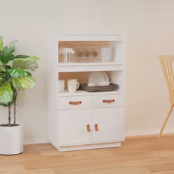 vidaXL Buffet haut Blanc 67x40x108,5 cm Bois massif de pin