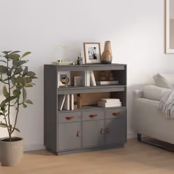 vidaXL Buffet haut Gris 100x40x108,5 cm Bois massif de pin