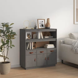 vidaXL Buffet haut Gris 100x40x108,5 cm Bois massif de pin