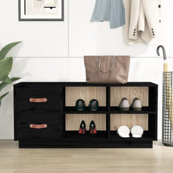 vidaXL Banc à chaussures Noir 100x34x45 cm Bois de pin massif
