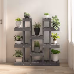 vidaXL Support à plantes Gris 104,5x25x109,5 cm Bois massif de pin