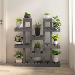 vidaXL Support à plantes Gris 104,5x25x109,5 cm Bois massif de pin