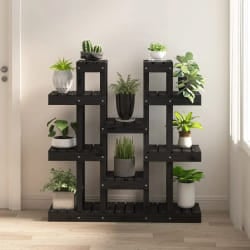 vidaXL Support à plantes Noir 104,5x25x109,5 cm Bois massif de pin