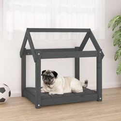 Lit pour chien Gris 71x55x70 cm Bois de pin solide Vidaxl