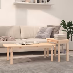 Ajoutez une touche d'élégance à votre salon avec cet élégant ensemble de tables basses en bois. Bois de pin massif : le bois  ...