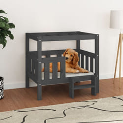 Lit pour chien Gris 75,5x63,5x70 cm Bois de pin solide