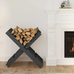 vidaXL Porte-bûches Gris 47x39,5x48 cm Bois massif de pin