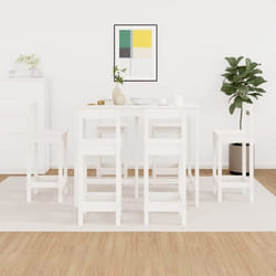 vidaXL Ensemble de bar 7 pcs Blanc Bois de pin massif