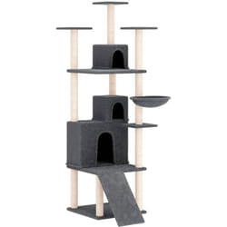 Arbre à chat avec griffoirs en sisal Gris foncé 175 cm vidaXL