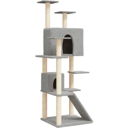 Arbre à chat avec griffoirs en sisal Gris clair 153 cm - Vidaxl