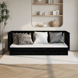 Vidaxl - Lit de jour Noir 100x200 cm Bois de pin massif