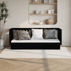 Vidaxl - Lit de jour Noir 90x190 cm Bois de pin massif