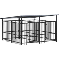 Gabbed pour une clôture de cage pour chiens extérieurs avec un toit en acier de taille différente taille : 200 x 198 x 128 cm