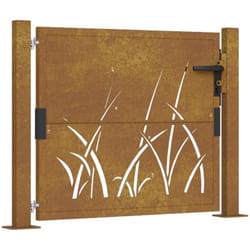 vidaXL Portail de jardin 105x80 cm acier corten conception d'herbe